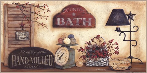 Framed Country Bath - Fresh Towels Print