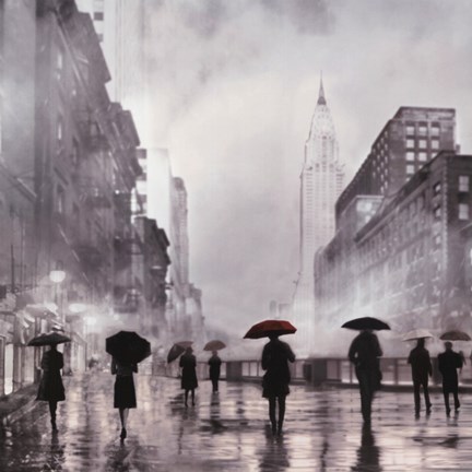 Framed New York Red Umbrella Print