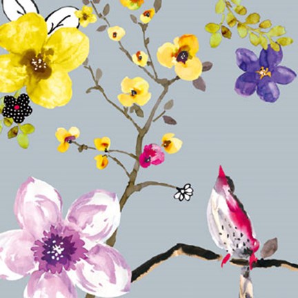 Framed Blossom Birds I Print