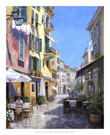 Framed Sunny Street in Portofino Print