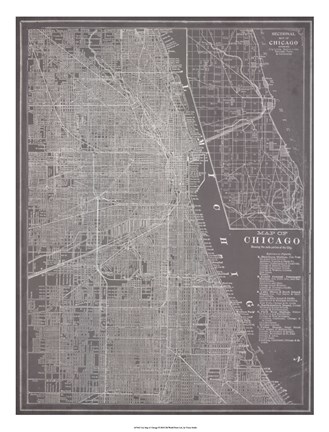 Framed City Map of Chicago Print