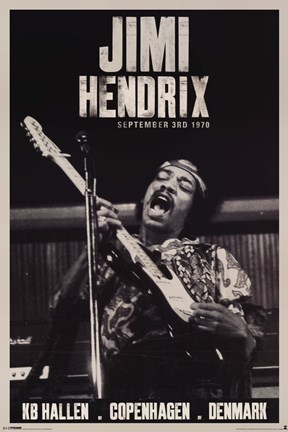 Framed Jimi Hendrix - Copenhagen Print