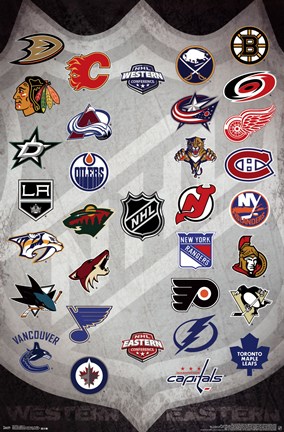 Framed NHL - Logos 13 Print