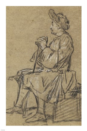 Framed Study of a Seated Man Print