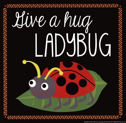 Framed Give a Hug Ladybug Print