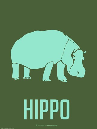 Framed Hippo Blue Print