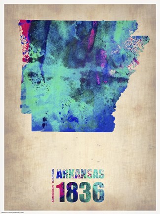 Framed Arkansas Watercolor Map Print