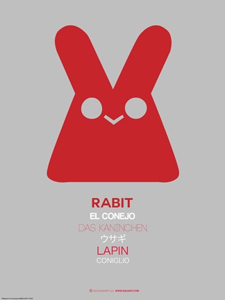 Framed Red Rabbit Multilingual Poster Print