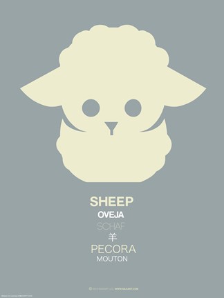 Framed Yellow Sheep Multilingual Poster Print