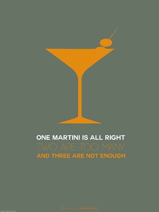 Framed Martini Poster Yellow Print
