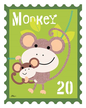 Framed Animal Stamps - Monkey Print