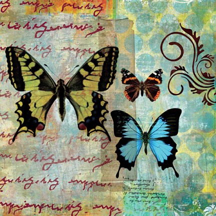 Framed Homespun Butterfly I Print