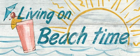 Framed Living on Beach Time Print