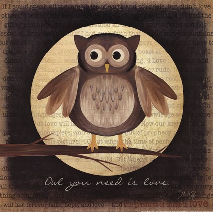 Framed Owl You Need is Love Print