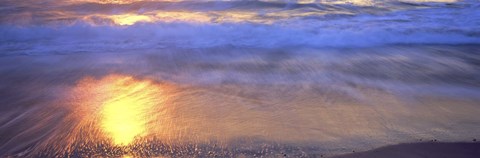 Framed Reflection of sun in water on the beach, La Jolla, California, USA Print