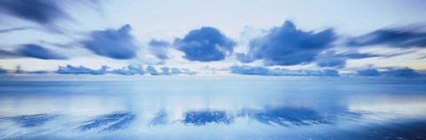 Framed Reflection of clouds on water, Foxton Beach, Levin, Wellington, Manawatu-Wanganui, North Island, New Zealand Print