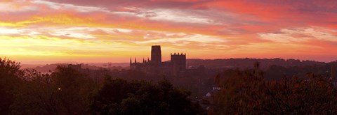 Framed Durham Cathedral view from Wharton Park at sunrise, Durham, County Durham, England Print