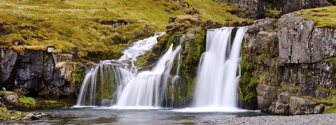 Framed Waterfall, Kirkjufellsfoss Waterfall, Myrar, Snaefellsnes, Borgarfjordur, Iceland Print