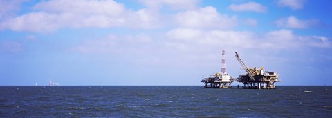 Framed Natural gas drilling platform in Mobile Bay, Alabama, USA Print