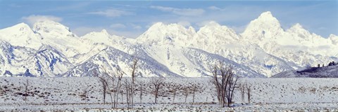 Framed Grand Teton Range in winter, Wyoming, USA Print