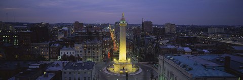Framed High angle view of a monument, Washington Monument, Mount Vernon Place, Baltimore, Maryland, USA Print