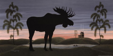 Framed Moose at Dusk Print