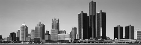 Framed Skyscrapers In The City, Detroit, Michigan, USA Print