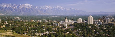 Framed High angle view of a city, Salt Lake City, Utah, USA Print