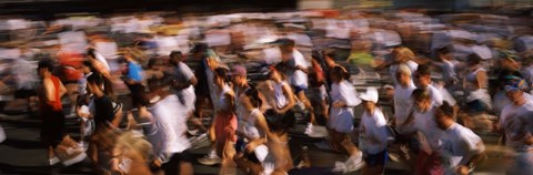 Framed Crowd participating in a marathon race, Bay Bridge, San Francisco, San Francisco County, California, USA Print