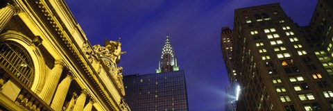 Framed Night, Chrysler Building, Grand Central Station, NYC, New York City, New York State, USA Print