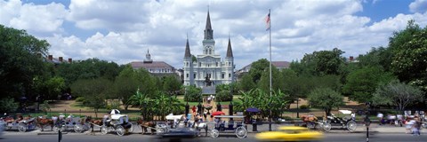 Framed Cathedral at the roadside, St. Louis Cathedral, Jackson Square, French Quarter, New Orleans, Louisiana, USA Print