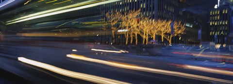 Framed Traffic On The Street At Night, Sixth Avenue, Manhattan, NYC, New York City, New York State, USA Print