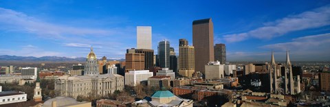 Framed Skyline View of Denver Colorado in the Day Print