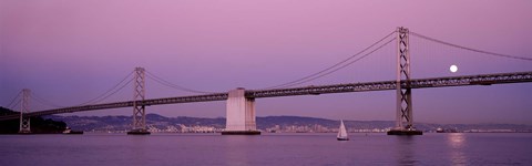 Framed Suspension bridge over a bay, Bay Bridge, San Francisco, California, USA Print