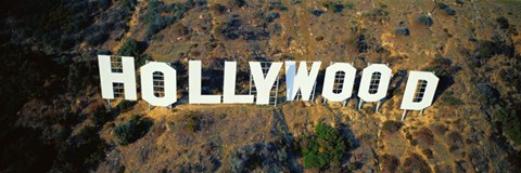 Framed USA, California, Los Angeles, Aerial view of Hollywood Sign at Hollywood Hills Print