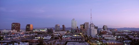 Framed Aerial View Of The City At Dusk, Phoenix, Arizona, USA Print