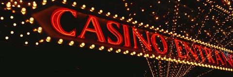 Framed Low angle view of neon sign, Las Vegas, Nevada, USA Print