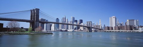 Framed Brooklyn Bridge and Skyscrapers in New York City Print