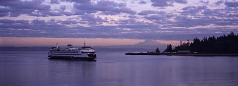 Framed Ferry in the sea, Bainbridge Island, Seattle, Washington State Print
