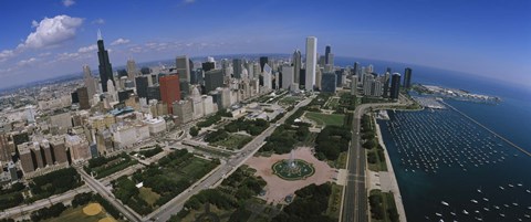 Framed Aerial view of Chicago and the Lake Print