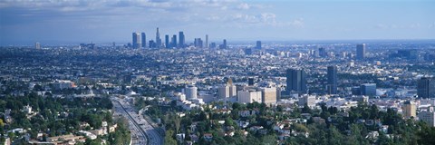 Framed Aerial view of a city, Los Angeles, California, USA Print