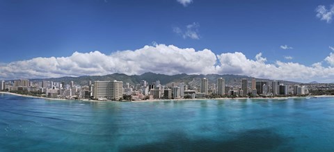 Framed Buildings at the Honolulu, Oahu, Hawaii Waterfront Print