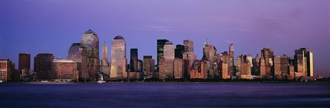 Framed Dark Purple Sky Behind the New York City Skyline Print