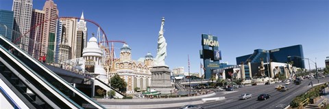 Framed Buildings in a city, New York New York Hotel, MGM Casino, The Strip, Las Vegas, Clark County, Nevada, USA Print