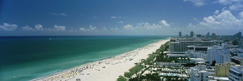 Framed City at the beachfront, South Beach, Miami Beach, Florida, USA Print