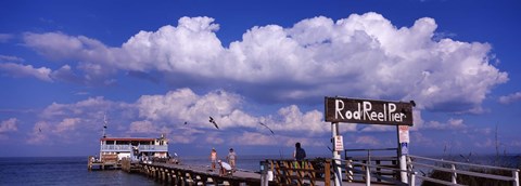 Framed Information board of a pier, Rod and Reel Pier, Tampa Bay, Gulf of Mexico, Anna Maria Island, Florida, USA Print