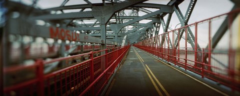 Framed Road across a suspension bridge, Williamsburg Bridge, New York City, New York State, USA Print