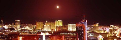 Framed Moon Over Las Vegas at Night Print