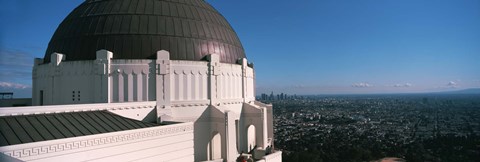 Framed Observatory with cityscape in the background, Griffith Park Observatory, Los Angeles, California, USA 2010 Print