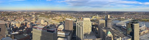 Framed Aerial view of a city, Cincinnati, Hamilton County, Ohio, USA 2010 Print